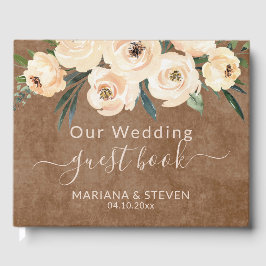 Visitas Beige floral sobre el libro de Bodas marrones