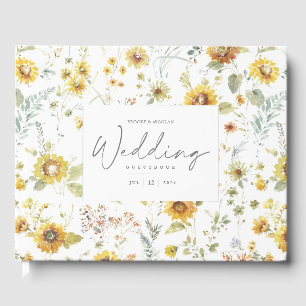 Visitas Boda de color amarillo girasol libro invitado