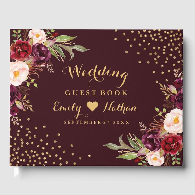 Visitas Boda de flores de oro de Borgoña - Libro de invita (Anverso)