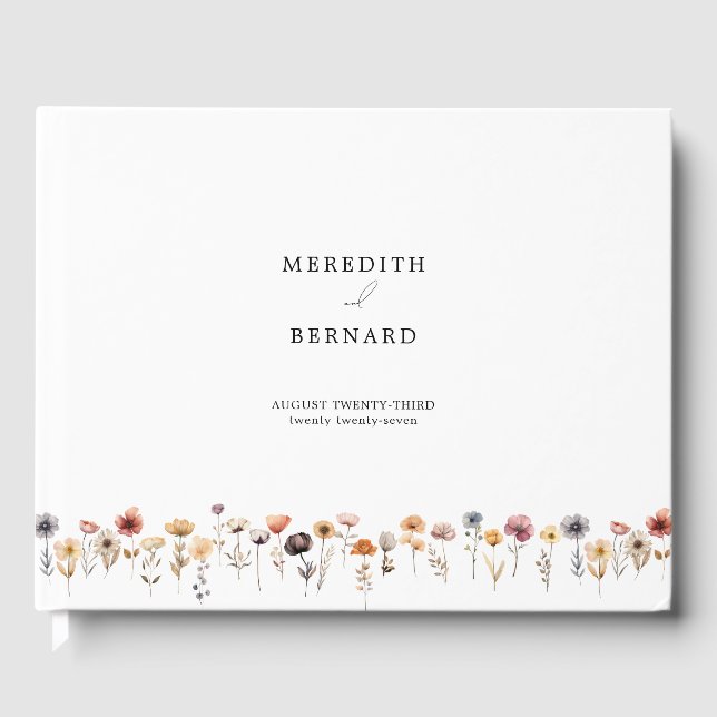 Visitas Boda floral colorido Libro de invitado Monograma (Anverso)