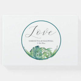 Visitas Boda libro de hojas de palmeras tropicales