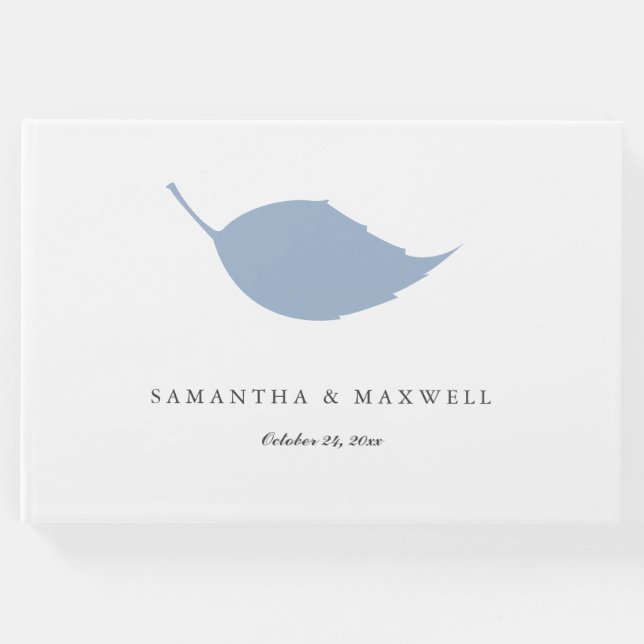 Visitas Boda Libro De Invitado Dusty Blue Leaf (Anverso)