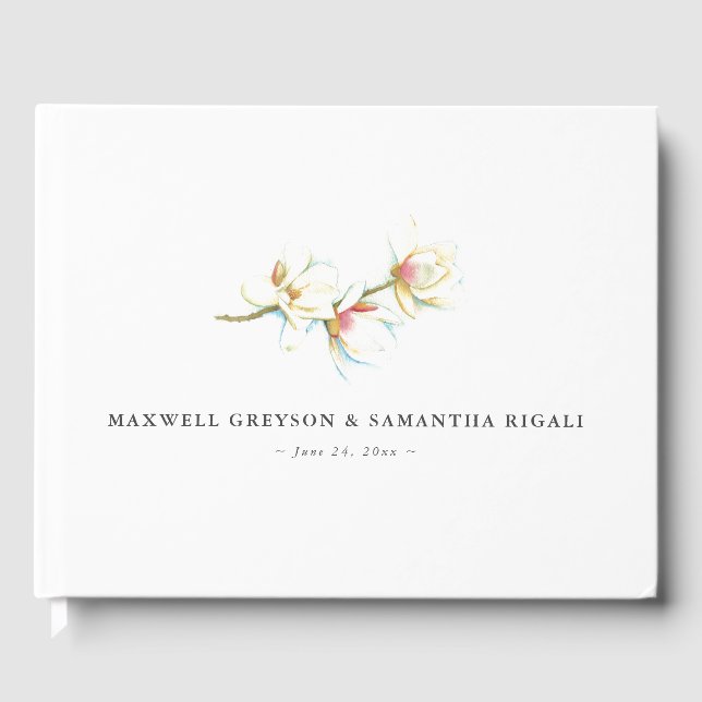 Visitas Boda libro invitado Flores de Magnolia blanca (Anverso)