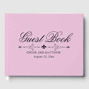 Visitas Boda rosa claro libro de invitados, texto negro, P