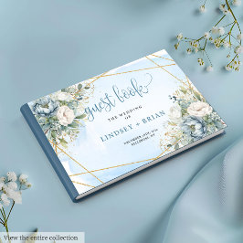 Visitas Bohemie Pastel Blue White Gold Peonies - Libro de 