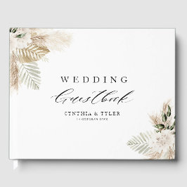 Visitas Boho pampas césped vegetación boda libro de visita