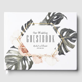 Visitas Boho Tropical Boda Floral Libro de Invitado