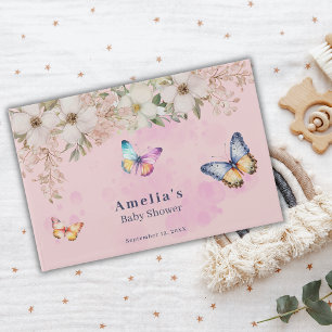 Visitas Butterflies Flores Bebé Rosa Ducha Libro de invita