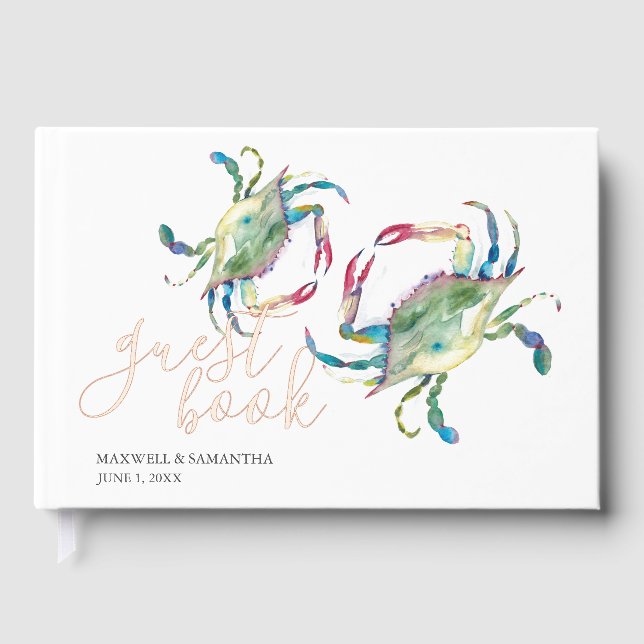 Visitas Cangrejos acuarela de libro de huéspedes de playa (Anverso)