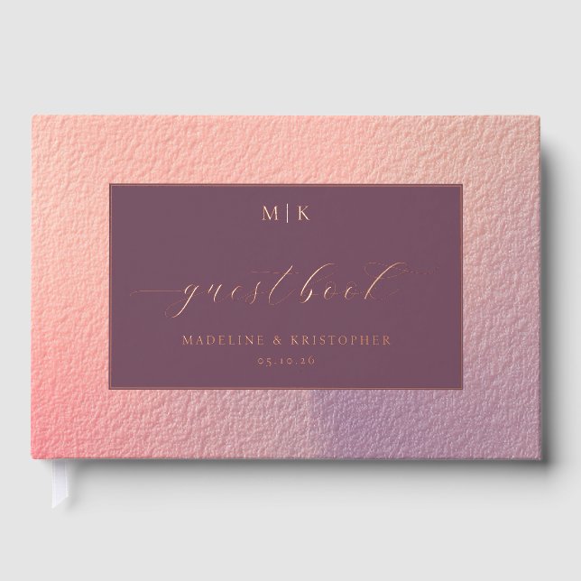 Visitas Cubierta elegante de ombre para libro de invitados (Anverso)