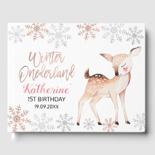 Visitas Deer Winter ONEderland Primer libro de invitado de