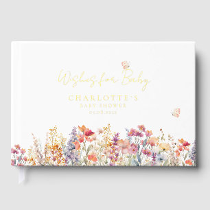 Visitas ¡Deseos para el bebé! Libro de invitado de flores