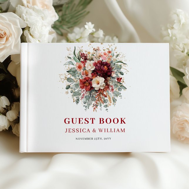 Visitas Diseño moderno de libro de firmas para boda boho d (Modern Terracotta Boho Wedding Guest Book Design

)