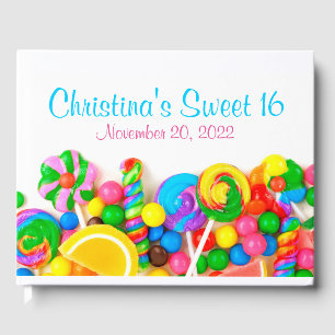Visitas Dulce tema del Candyland Candy 16 libro de invitad
