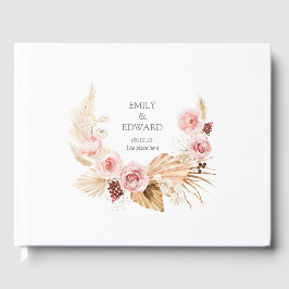 Visitas Elegante Boho Watercolor FLoral Boda Libro de invi