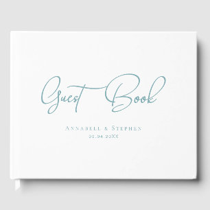 Visitas Elegante, letra manuscrita, blanco, libro de invit