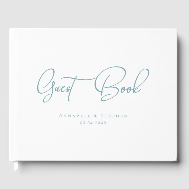 Visitas Elegante, letra manuscrita, blanco, libro de invit (Anverso)