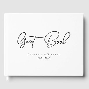 Visitas Elegante, letra manuscrita, blanco, libro de invit