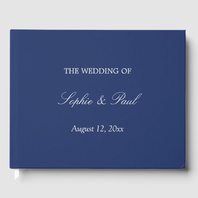 Visitas Elegante libro de Boda azul de la marina (Anverso)