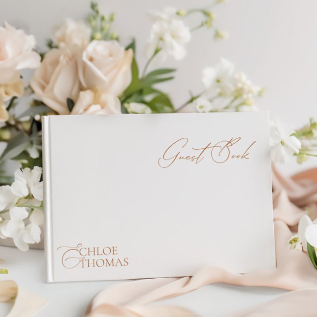 Visitas Elegante libro de Boda blanco minimalista (Elegant Minimlaist White Wedding Guest Book)