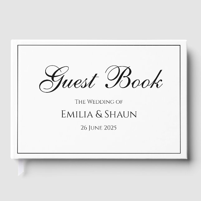 Visitas Elegante libro de Bodas blancos y negros (Anverso)