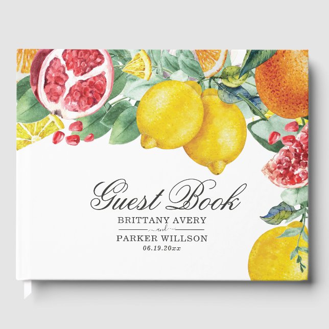 Visitas Elegante libro de Bodas botánicos Citrus (Anverso)