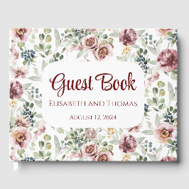 Visitas Elegante libro de bodas de flores pintadas de colo