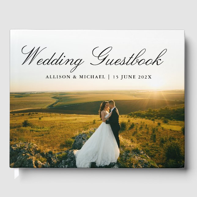 Visitas Elegante libro de bodas de foto de guión (Anverso)
