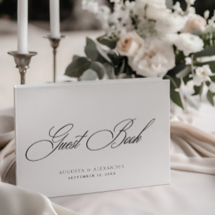 Visitas Elegante libro de Bodas de Monograma Blanco y Negr