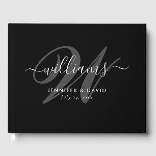 Visitas Elegante libro de Bodas de Monograma con guión neg