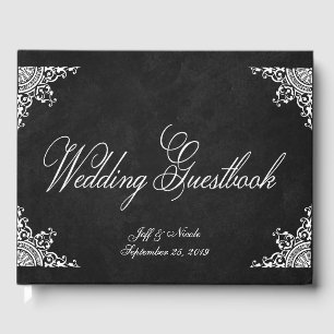 Visitas Elegante libro de Bodas de pizarra negra rústica
