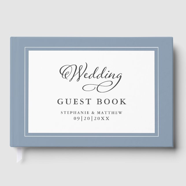 Visitas Elegante libro de bodas Dusty Blue Border (Anverso)