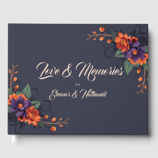 Visitas Elegante libro de Bodas florales góticos (Anverso)