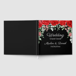 Visitas Elegante libro de Bodas florales negro y rojo