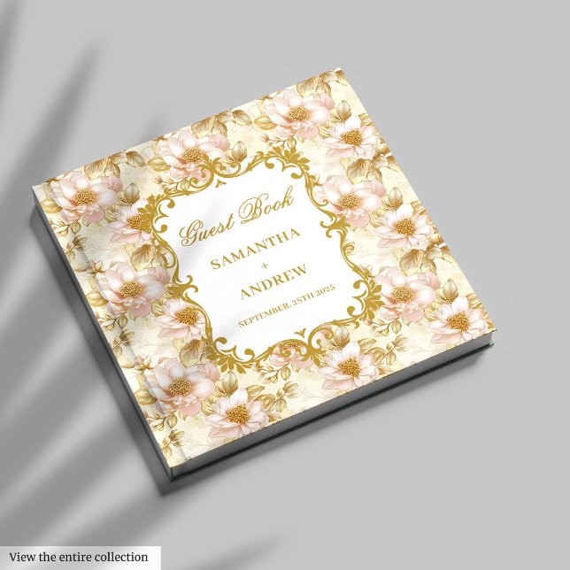 Visitas Elegante libro de Bodas Rubor Gold (Elegant Blush Gold Wedding Guest Book)