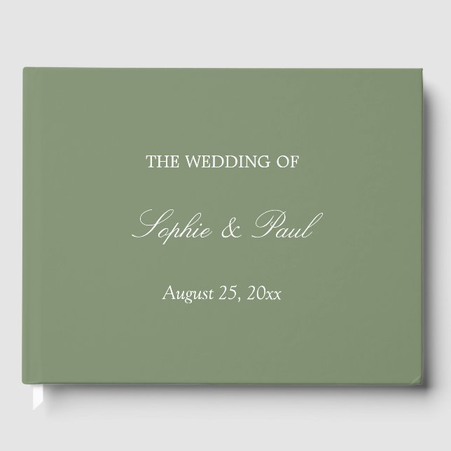 Visitas Elegante libro de Bodas Sage Green (Anverso)