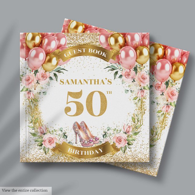 Visitas Elegante libro de cumpleaños número 50 con tacones (Elegant 50th Birthday Guest Book With Heels)