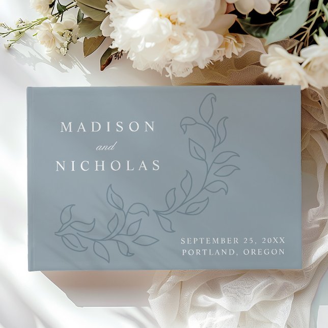 Visitas Elegante Libro de Firma de Boda con Hojas Azules P (Subido por el creador)