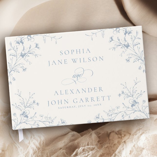 Visitas Elegante Libro de Firma de Boda Floral Azul Polvor (Subido por el creador)
