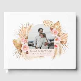 Visitas Elegante libro de fotos de Boho Floral Pampas Gras