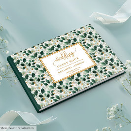 Visitas Elegante Libro De Huéspedes De Boda Oscuro Verde Y