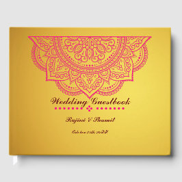 Visitas Elegante Libro de Invitado Gold Pink Paisley Manda
