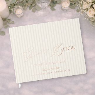 Visitas Elegante Libro de Invitados de Boda con Hoja de Or
