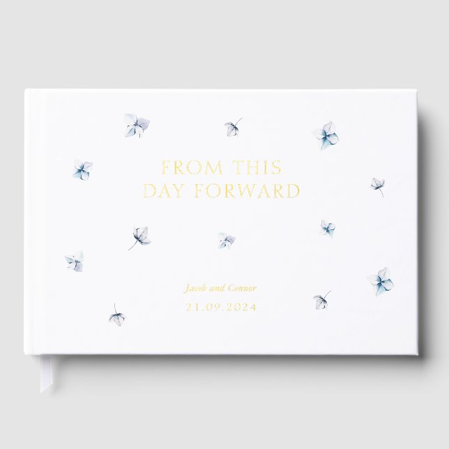 Visitas Elegante libro de invitados de Boda de Hydrangea A (Anverso)