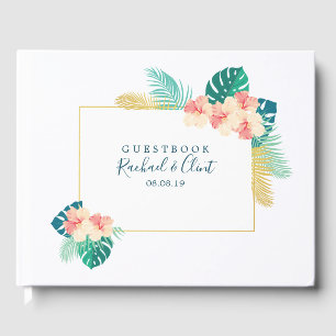 Visitas Elegante libro de oro hawaiano hibiscus Boda
