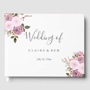 Visitas Elegante libro de oro rosa y Rosa Boda