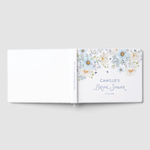 Elegante Libro de Regalos Floral Azul para Boda