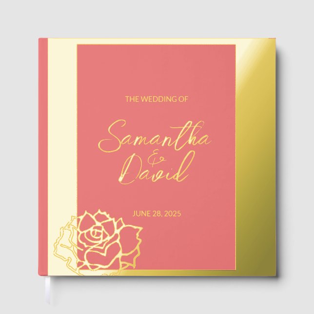 Visitas Elegante libro de Relieve metalizado Boda de oro r (Anverso)