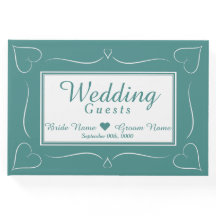 Elegante Personalizado Boda Verde azulado libro de