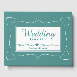 Visitas Elegante Personalizado Boda Verde azulado libro de